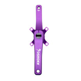 SSS Racing Yoshoka 2-Piece Cranks (HX2) in purple anodized aluminum, matte finish, silver bolts, white logo, engineering spec
