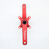 SSS Racing Yoshoka 2-Piece Cranks (HX2) red aluminum anodized finish with black bearing housing and precise cutouts design.