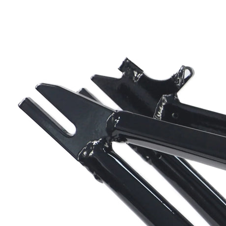YOSHOKA Cruiser JUNIOR 18.5”TT BMX Race Frame (Disc and V Brake) Pink with glossy black forks and visible brake mounts view