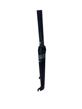 SSS Racing Bombshell Carbon Fork F18 Tapered 1-1/8" black carbon, matte finish, white logo, tapered steerer, lightweight.
