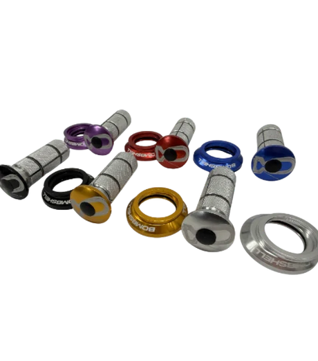 Bombshell Integrated Headset- Complete Set (Tapered) by SSS Racing in anodized aluminum colors: purple, red, blue knurled