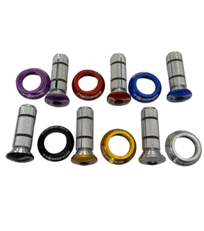 SSS Racing Bombshell Integrated Headset- Complete Set (Tapered) with anodized purple, red, blue, gold cups and silver spacers