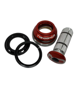 Bombshell Integrated Headset- Complete Set (Tapered) SSS Racing red anodized cups, silver knurled stem, black seals. kit.