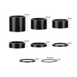 Carbon Headset Spacers 1-1/8" (Pack of 5) by SSS Racing, black carbon fiber spacers with visible weave, multiple heights