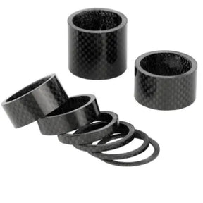 SSS Racing Carbon Headset Spacers 1-1/8" (Pack of 5) black carbon fiber spacers with textured weave and ringed spacer set!