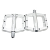 Yoshoka Race Pedal YSA-BRP303 SSS Racing silver anodized aluminum pedals with black grips, hex bolts, dual platform design.
