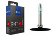 Schwalbe bicycle tube packaging with a clear tube on a white background