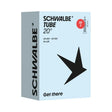 SSS Racing Schwalbe Inner Tube 20" SV7 1.5-2.4" NAME in blue box, bold black text, rubber packaging, star, 40 mm gauge. 