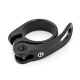 SSS Racing Box Two Quick Release Seat Post Clamp 31.8mm in black anodized aluminum, glossy lever, compact design logo 01