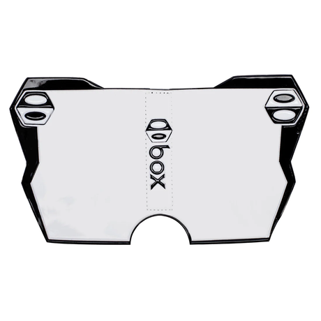 Box Two BMX Side Number Plate by SSS Racing: white aluminum with black trim, bolt accents, stitched center, high visibility.