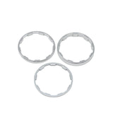 Yoshoka Sprocket Spacers Kit by SSS Racing: polished silver stainless steel rings, three round spacers with internal notches.