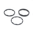 Yoshoka Sprocket Spacers Kit by SSS Racing: black anodized aluminum rings, 3mm thick, precise inner notches, matte finish.