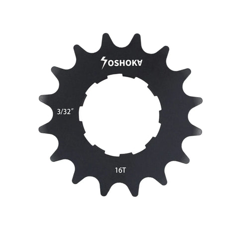 Yoshoka Sprocket (Rear Cog) by SSS Racing, 3/32 inch black anodized steel with 16T, bold white Yoshoka logo and cog profile.