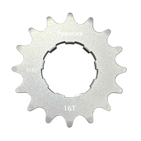 Silver Yoshoka sprocket with 16 teeth on a white background