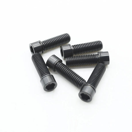 SSS Racing Yoshoka Titanium M8 Stem Bolts in black titanium finish, hex socket, high-strength bolts for BMX frames and bikes.