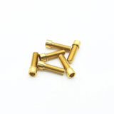 Yoshoka Titanium M8 Stem Bolts by SSS Racing gold titanium screws with hex socket heads, finely threaded, polished finish.
