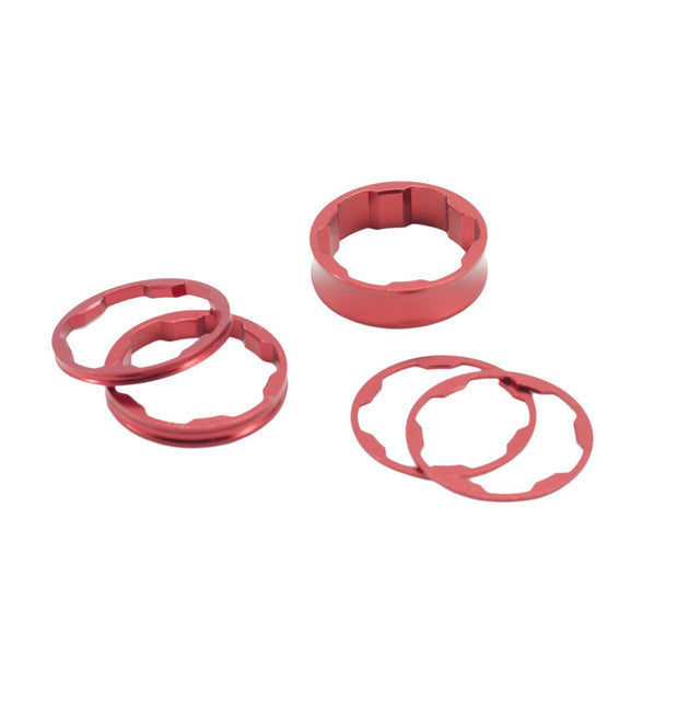 SSS Racing Box Two Headset Stem Spacers Kit - 1-1/8" red anodized aluminum spacers with grooved rings for precise snug fit