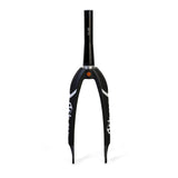Box One Oversized X5 Pro Carbon Forks Tapered 1-1/8 24" Cruiser, black carbon with white-gray decals. Ideal for BMX racing. 