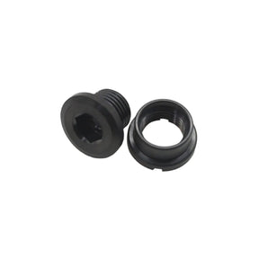 Yoshoka Titanium Chainring Bolts (8.5x4mm) by SSS Racing, black titanium, hex-socket heads, matte finish, lightweight slim.