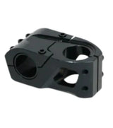 SSS Racing Bombshell Stem 1-1/8 34mm (31.8mm bars), anodized aluminum, with CNC clamp and hex bolts, compact silhouette.
