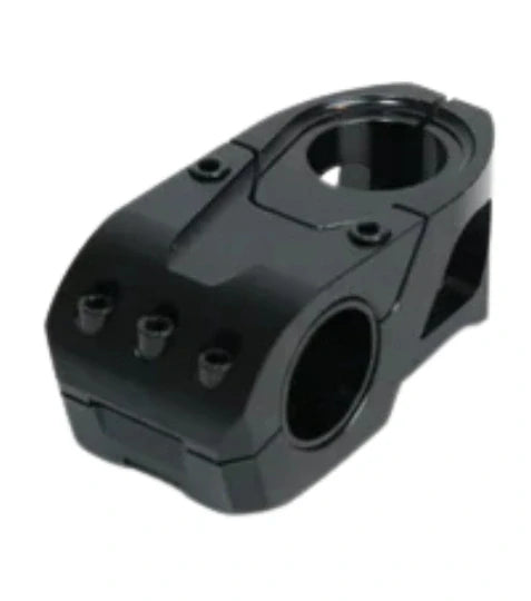 SSS Racing Bombshell Stem 1-1/8 34mm (31.8mm bars) black anodized aluminum, machined facets, bolts visible, compact clamp