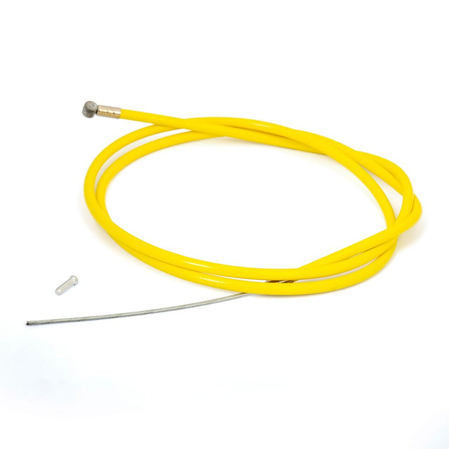 Dia-Compe BRS Brake Cable by SSS Racing bright yellow nylon-sheathed cable with silver braided core and ferrule ends caps